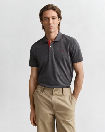 GANT Herren Kontrast Piqué Poloshirt (XL) Dunkelgrau