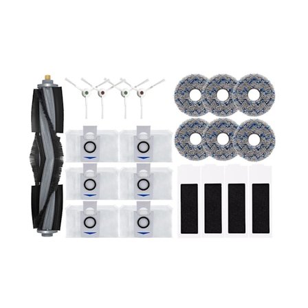 Tilbehør til Deebot T20 Omni: Hovedbørste, sidebørste, moppeklud, HEPA-filter, støvpose, reservedele