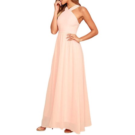 Damekjole Cross Halter Off Shoulder Brudepikekjole Lang Maxi