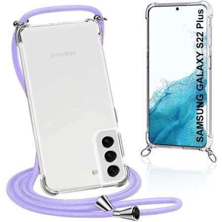 Coque - BOOLING - för Samsung S22 Plus - Transparent - Mjuk - Repigtålig med lila snöre