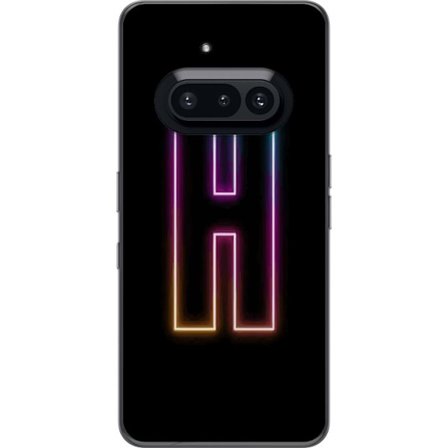 Kompatibelt Mobildeksel til Nothing Nothing Phone (3a) Minimalistisk neonbokstav H i fargeskiftende lys mot svart bakgrunn med moderne typografisk fø