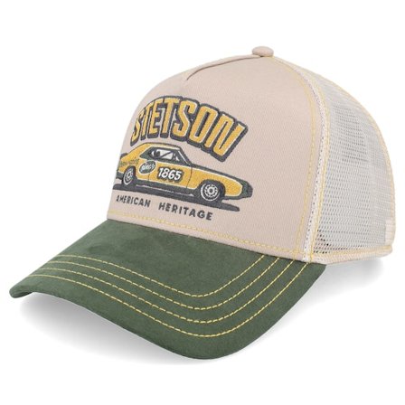 Stetson - Beige trucker Cap - Racing Green/Beige A-Frame Trucker @ Hatstore