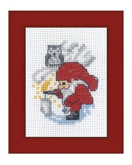 Broderikit Tavla Tomte tänder ljus - Permin