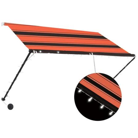 Vidaxl Markis Med Led 250x150 Cm Orange Och Brun Multifärg