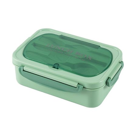 Plastik Madkasse, Tre-Kammer Madkasse Med Bestik (Gaffel Og Ske)