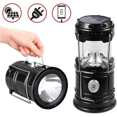 Genopladelig Bærbar Solcellelampe Campinglys Campinglanterne Genopladelig Pære Af Port Vandafvisende Teleskoplampe