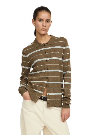 Soft Rebels Srmarla Collar Striped Knit - Sepia Tröjor Dam Brun M