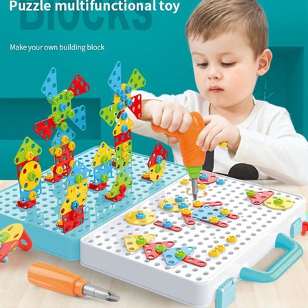 Børnebor-Skruemøtrik-Adskillelse-Samling Børnebor 3D Puslespil Legetøj Til Drenge | Stabelblokke