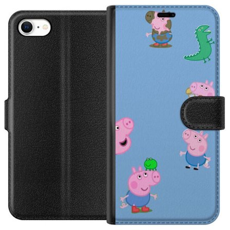 Yhteensopiva Lompakkokotelo Apple iPhone 6 Peppa Pig kasvomalli vaaleansinisellä pohjalla, toistuva leikkisä lasten motiivi Greeta Possulla
