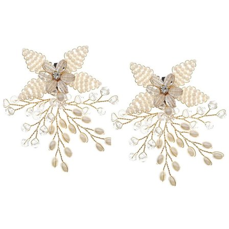 1 par (2 STK) Bryllup Sko Dekorasjoner Blomster Perle Sko Clip