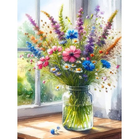 Diamond Painting Kits til voksne - Blomstervase 5D Diamond Art Kits Fuld Drill Diamond Paintings med Diamanter Gem Kunst og Håndværk Boligindretning 