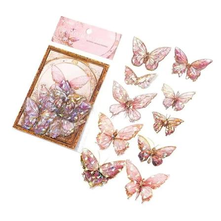 3D Holografisk Sommerfugl Klistermærker 20stk Er Krystal Hud Sommerfugle Klistermærker Retro Diy Håndbog Scra Pbooking Pink