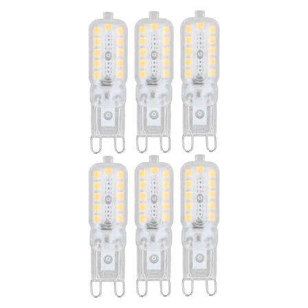 6 stk. G9 LED-pære 5W transparent dæksel 22LED dæmpbar G9-pære til loftlampe væglampe bordlampe varm hvid 110-140V