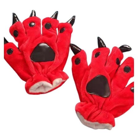 Punaiset eläimen tassutossut aikuisille lapsille Söpöt hirviötassutossut Sarjakuva Pehmeät pehmot Lämpimät kotitossut_Halvat lahjat 39–44 Käsineet