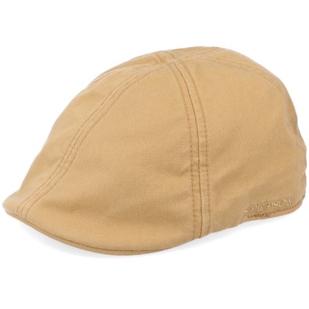 Stetson - Beige Flatcap Cap - Texas Cotton Khaki Flat Cap @ Hatstore