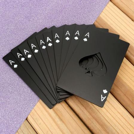 Flaskeåbner, 10 stk. rustfrit stål kreditkort størrelse ølflaske