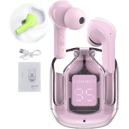 Crystal Earbuds Mini Crystal in-ear hörlurar, Bluetooth hörlurar Genomskinliga hörlurar (rosa)