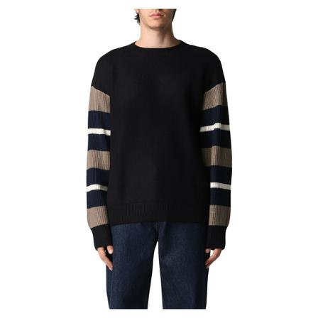 Giorgio Armani, Round-neck Knitwear Zwart, Heren, Maat:L