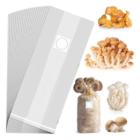 Svampedyrkningsposer, 50 stk. Polypropylen Svampeyngelpose 20x12x50 cm med Åndbar til Substrater Stærk Rivfast