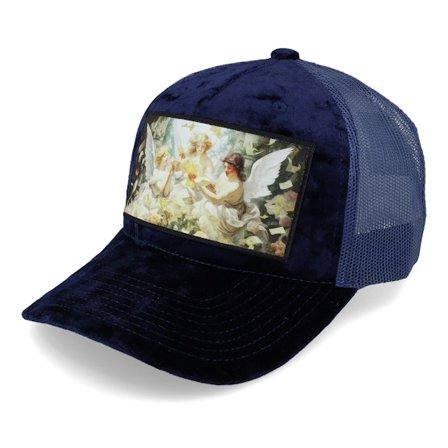 Calza Pennello - Blu trucker Cappellino - Angels & Money Velvet Navy A-frame Trucker @ Hatstore