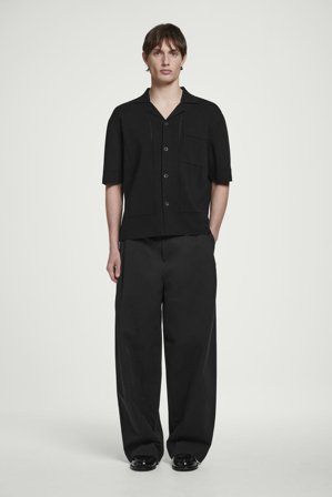 COS Men's Pointelle-Knit Cotton Shirt in Black