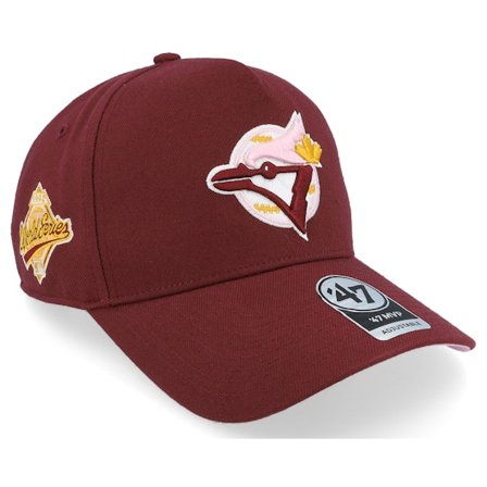47 Brand - MLB Rød adjustable Caps - Hatstore Exclusive x Toronto Blue Jays World Dark Maroon A-Frame Adjustable @ Hatstore