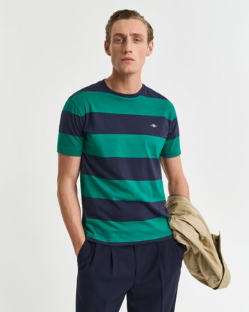 GANT Herren T-Shirt mit Blockstreifen (5XL) Grün