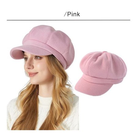 Ensfarvet uld beret, alsidig retro malerhat, pink