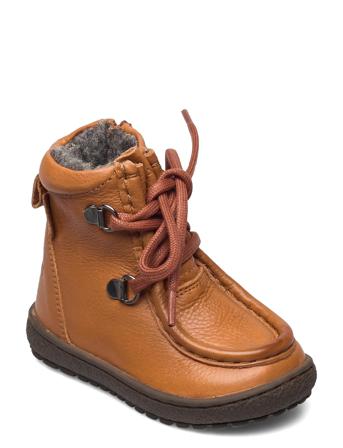Lace/Zip Tex Leather Brown En Fant