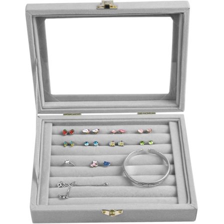 Smykkeskrin til halskæder, øreringe (grå)