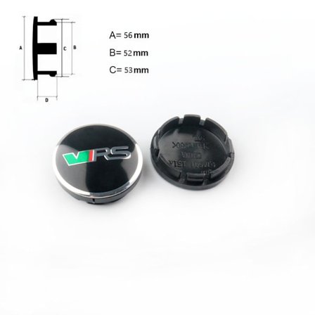 4 stk. hjulcenterkapsel grøn R-label Skoda 56,5 mm diameter 60MM standard hjulkapsel