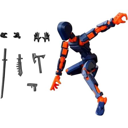 T13 toimintahahmo, Titan 13 toimintahahmo 4 aseen ja 3 käden tyypillä, T13 3D-tulostettu moninivelinen toimintahahmo[HK] - Orange-Blue