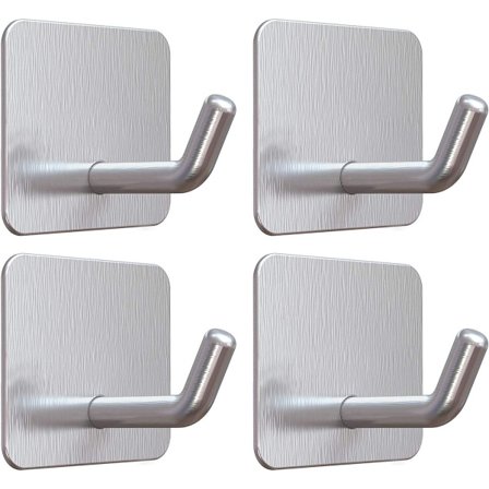 Håndklædekroge, selvklæbende kroge, sølvfarvede selvklæbende vægkroge, klæbekroge/klæbende håndklædekroge/køkken/stue/campingvogn, 4 stk.