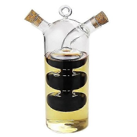 2-in-1 Kaksikerroksinen Kastikeöljy Viinietikka Lasinen Mauste Säilytysastia Tiivis