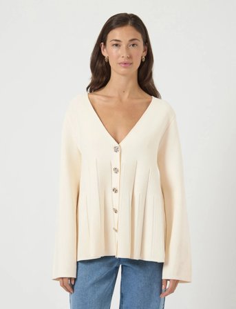 YAS Yasmikla Ls Knit Cardigan S. Noos - Cream - L