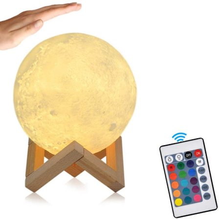 3D LED Månlampe - Nattlys - Måneskinn - 15 cm