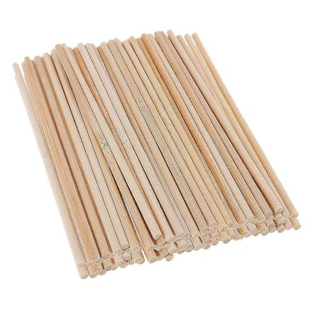 100-pakke 4mm ubehandlet tre rundpinne dyvelstang DIY-håndverk 150mm