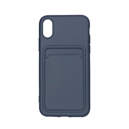 Iphone X/xs Silikonskal Med Korthållare - Blå Blå