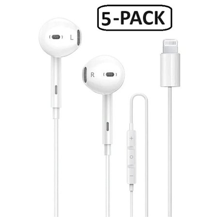 [5-PACK] Lightning in-ear hörlurar för iPhone, iPod
