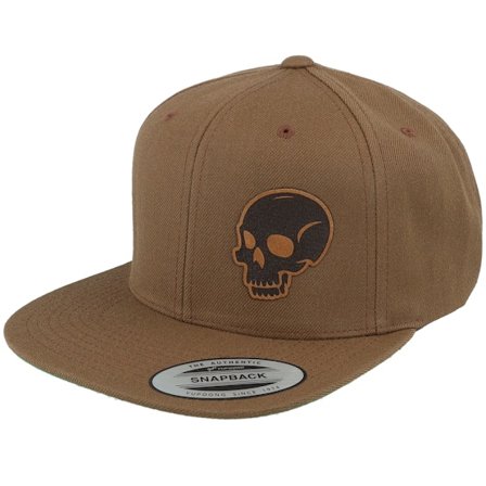 Iconic - Braun Snapback Cap - Skull Engraved Classic Tan Snapback @ Hatstore