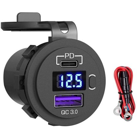 Bil Laddare Uttag 12V 24V 3.0 USB SUV Vattentät Bil Laddare 36W Typ C Uttag PD Laddare med På/Av-Brytare