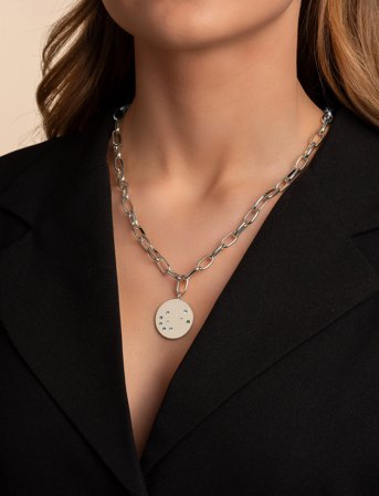 SNÖ of Sweden Sprinkles Big Pendant Chain Neck 50 - Silver - 50 CM