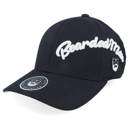 Bearded Man - Black flexfit Czapka Z Daszkiem - Side Arch 3d Logo White Wooly Combed Black Flexfit @ Hatstore