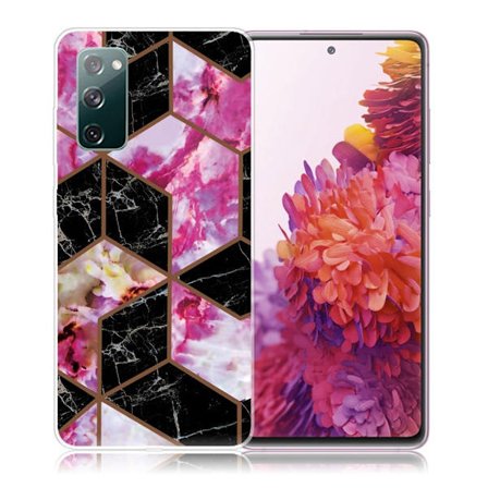 Marmormotiv Samsung Galaxy S20 FE skal - Svart Och Rosa Marmor