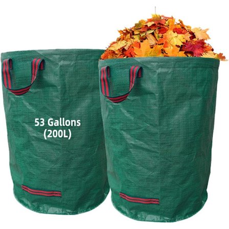 2x200L Genanvendelige Haveaffaldssække med Håndtag - Kraftige, Rivfaste Blade, Græsafklip, Ultra Bærende