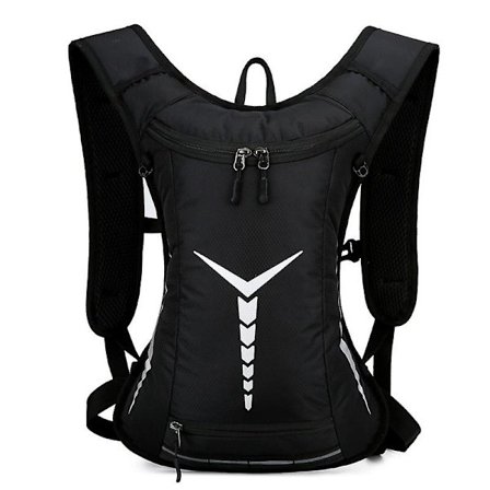 Tursekk Vanntett Tursekk Med Reflekterende Striper Ryggsekk For Fotturer Løping Ski Camping, Svart (FMY)