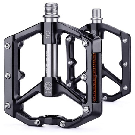 Polkupyörän polkimet heijastimilla ja 3 tiivistetyllä kerroksella, alumiiniseos, leveät platform-polkimet, polkupyörä, 9/16 tuumaa, kevyet, 