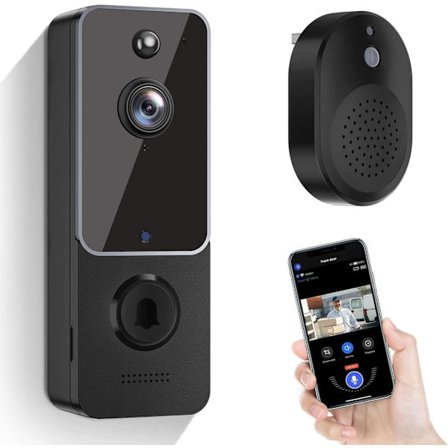 Trådlös Dörrklocka med Kamera, HD-Video, Tvåvägsljud, PIR-Rörelsedetektering, IR-Nattseende, 2.4G WiFi, Molnlagring
