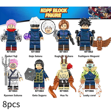 8 stk./sæt Jujutsu Kaisen samlelegetøj til dukke byggeklodser