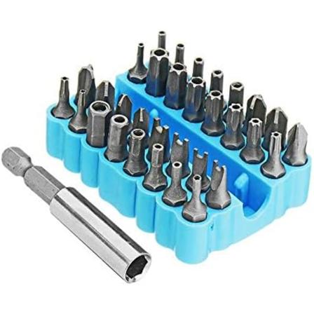 33-delad säkerhetsskruvmejselbitssats med magnetisk bithållare och Torx- och Tri-Wing-sexkantsnyckel